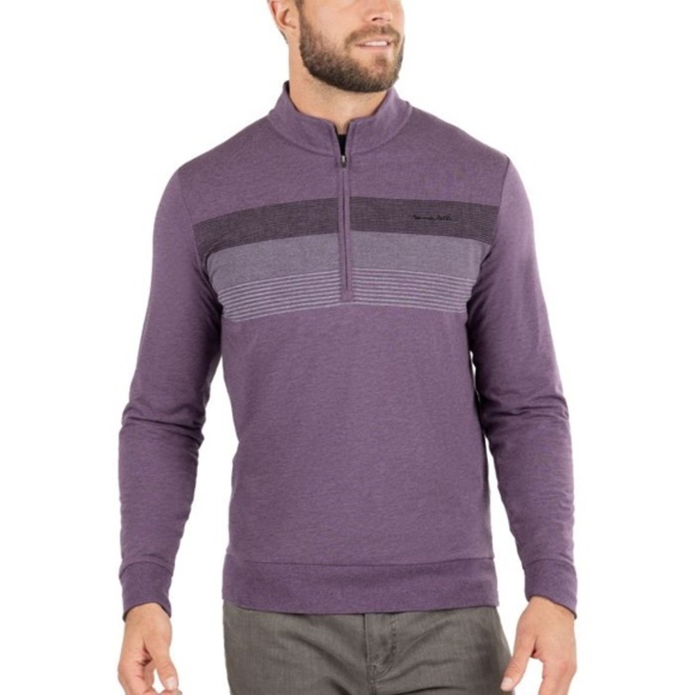 Travis Mathew Pioneer Stretch Half Zip Pullover, Heather Sweet Grape, size M